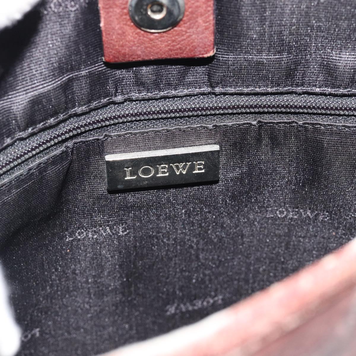 LOEWE Shoulder Bag Leather Bordeaux Silver Auth 193306
