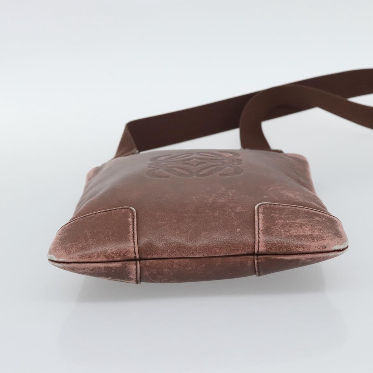 LOEWE Shoulder Bag Leather Bordeaux Silver Auth 193306