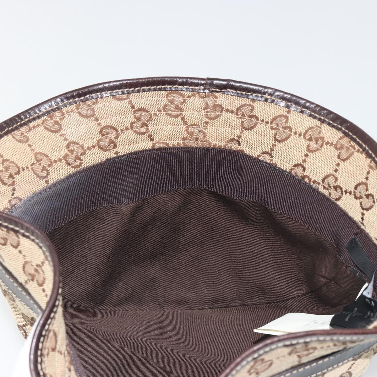GUCCI GG Canvas Bucket Hat Horsebit L Beige Gold Auth 193307A