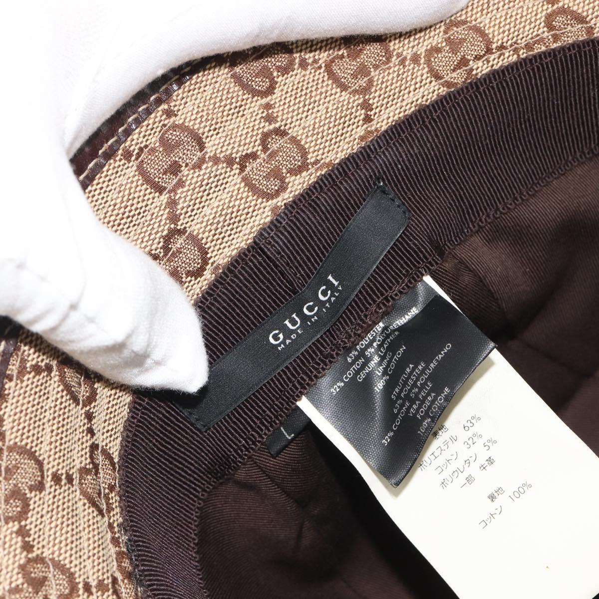 GUCCI GG Canvas Bucket Hat Horsebit L Beige Gold Auth 193307A