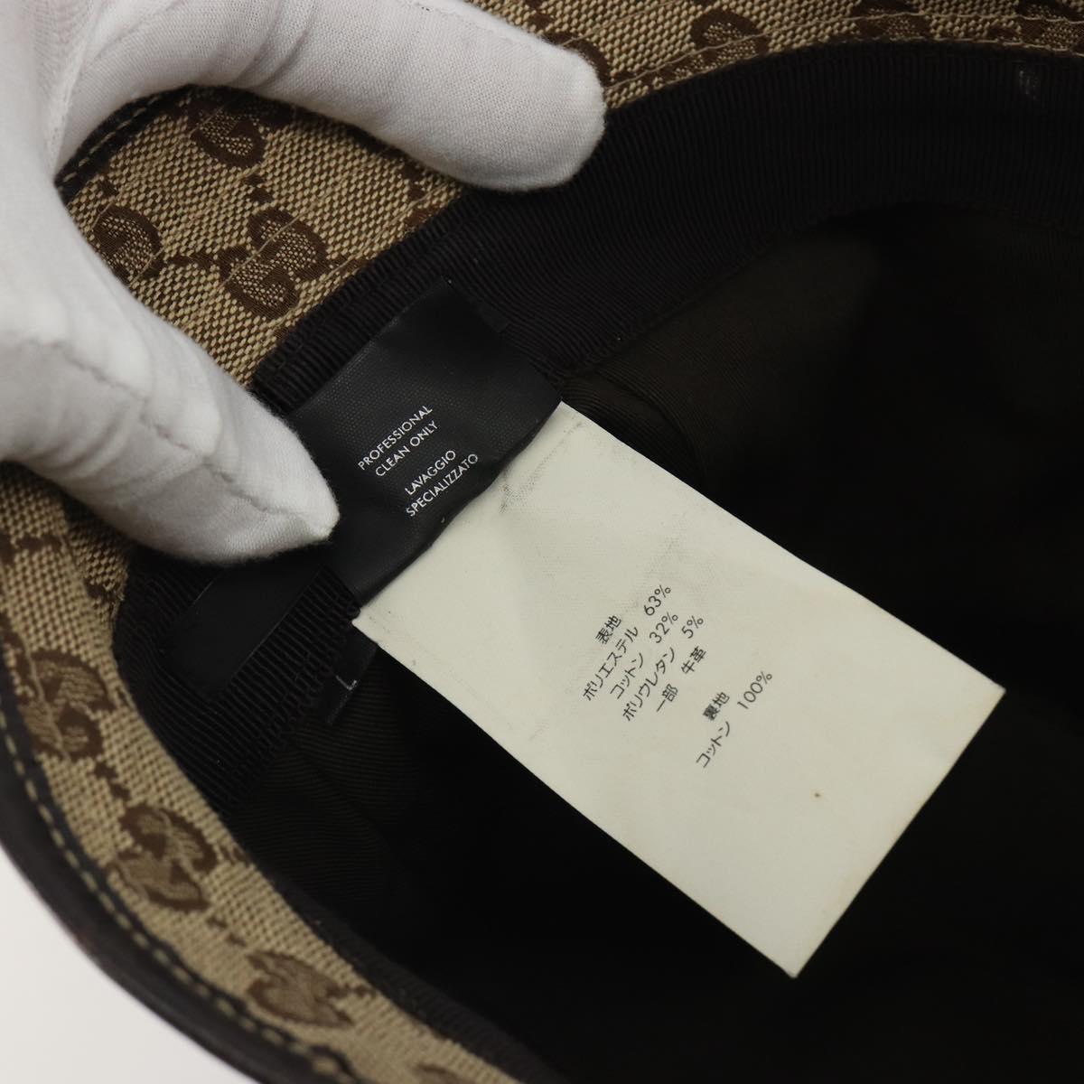 GUCCI GG Canvas Bucket Hat Horsebit L Beige Gold Auth 193307A