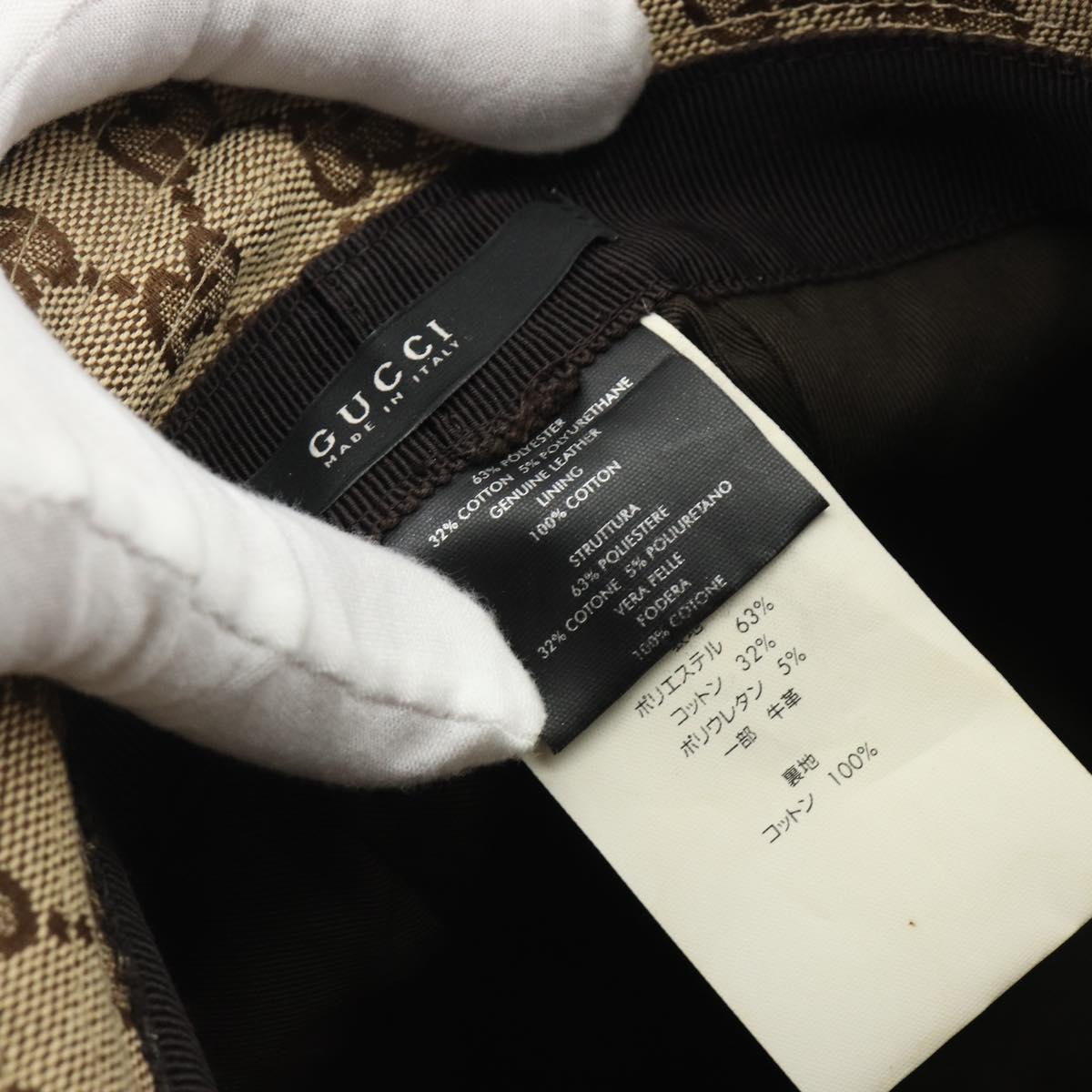GUCCI GG Canvas Bucket Hat Horsebit L Beige Gold Auth 193307A