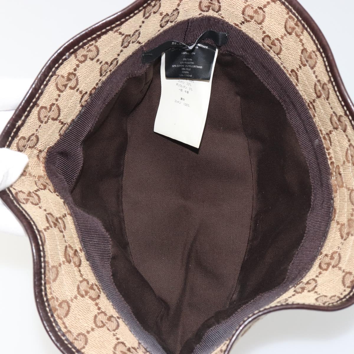 GUCCI GG Canvas Bucket Hat Horsebit L Beige Gold Auth 193307A