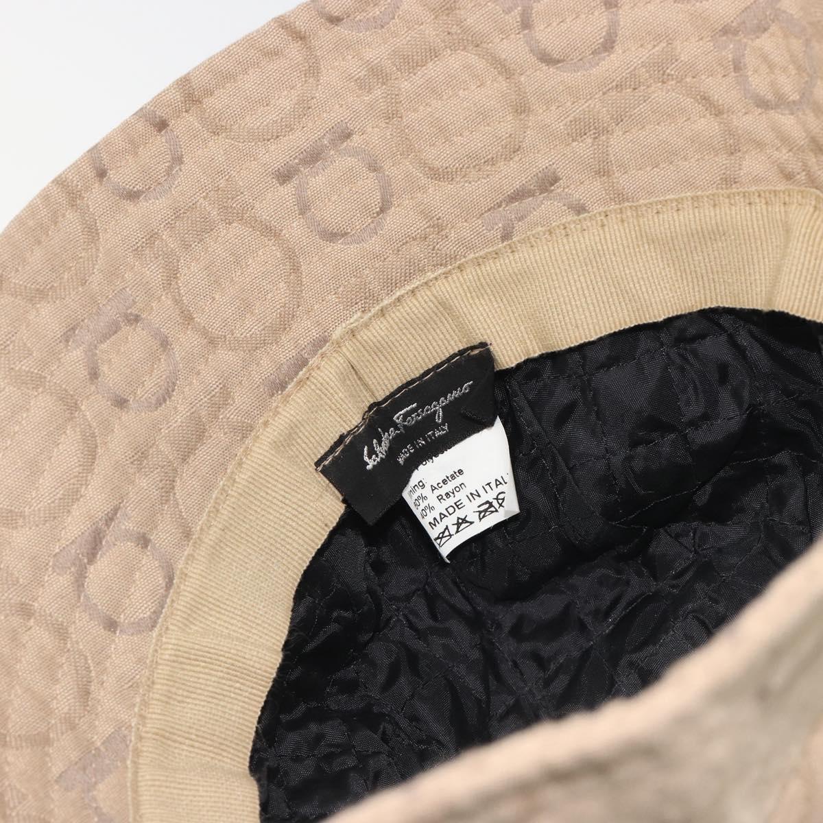Salvatore Ferragamo Gancini Bucket Hat Canvas Beige Auth 193308A