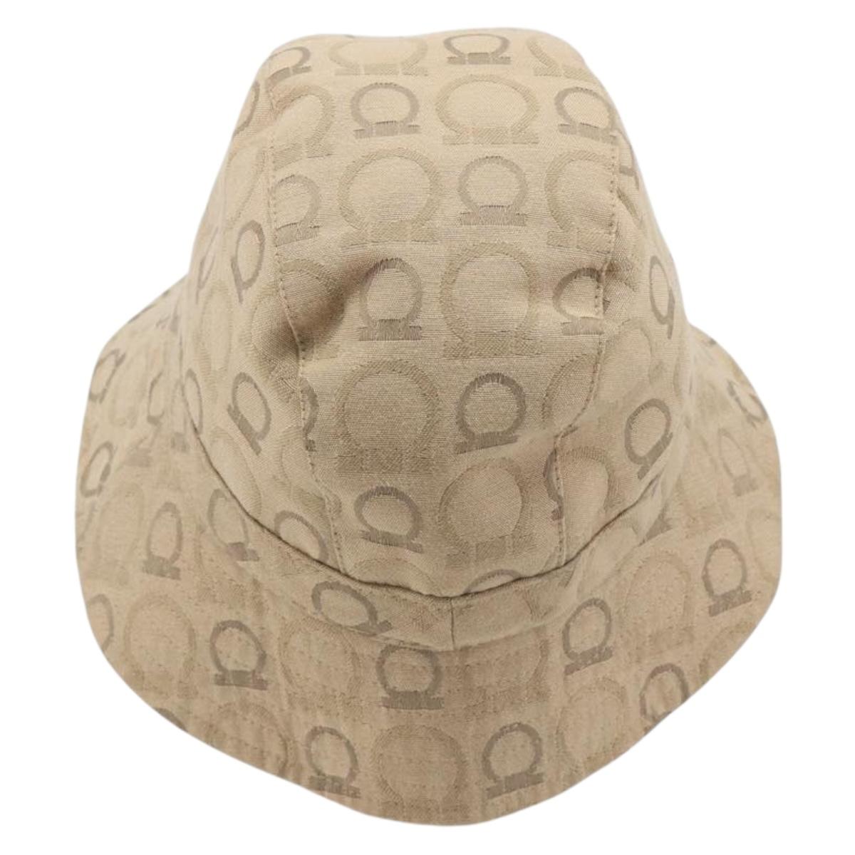 Salvatore Ferragamo Gancini Bucket Hat Canvas Beige Auth 193308A
