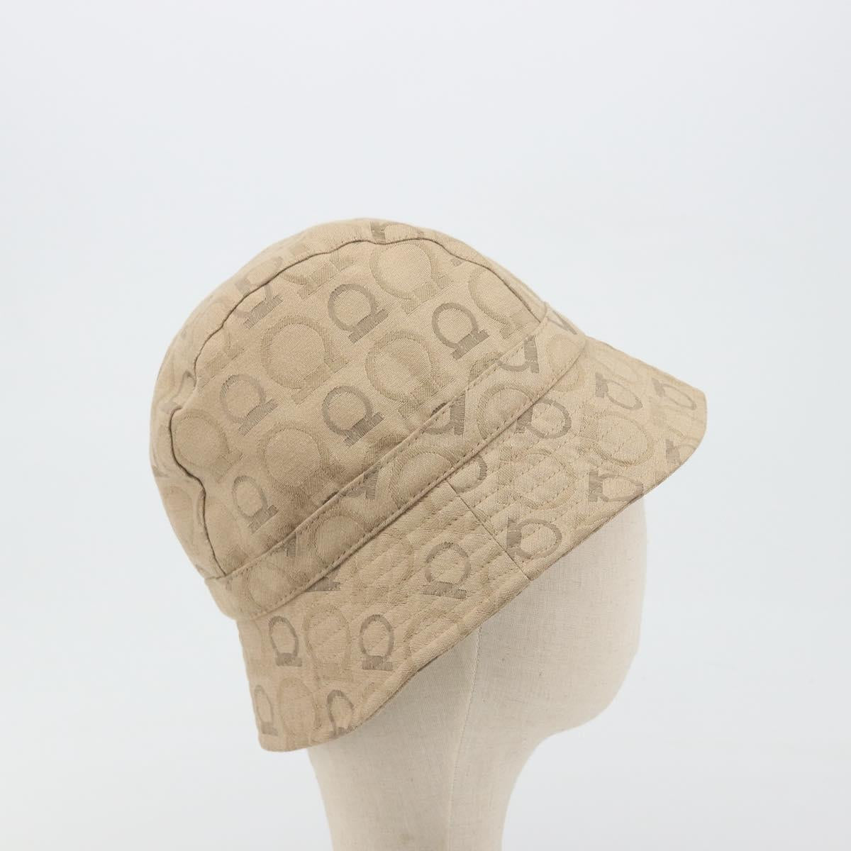 Salvatore Ferragamo Gancini Bucket Hat Canvas Beige Auth 193308A