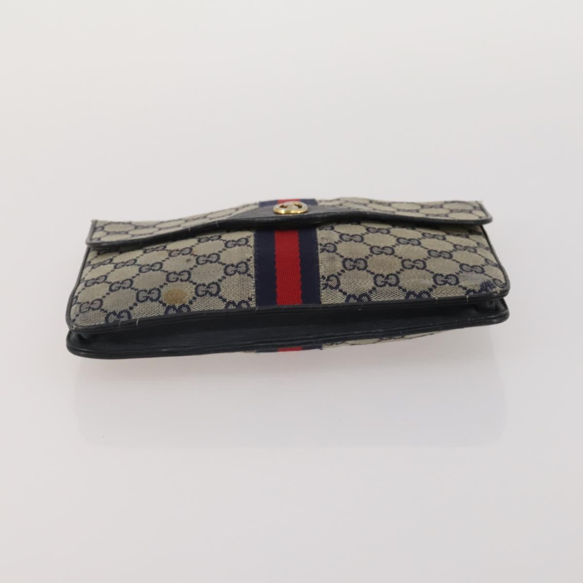 GUCCI Micro Canvas GG Supreme Clutch Bag 3 Set Navy Beige Red Auth 193326