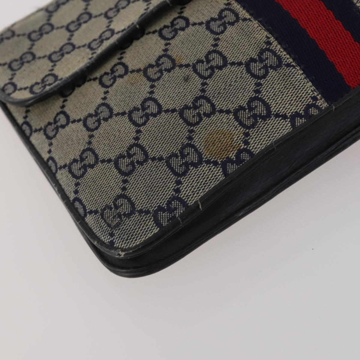 GUCCI Micro Canvas GG Supreme Clutch Bag 3 Set Navy Beige Red Auth 193326