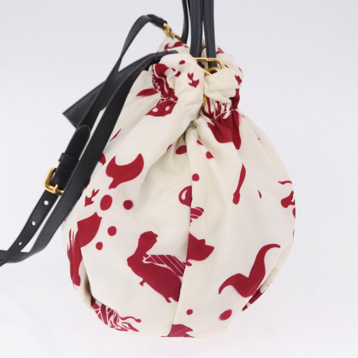 PRADA Shoulder Bag Nylon 2way White Gold Auth 193341V