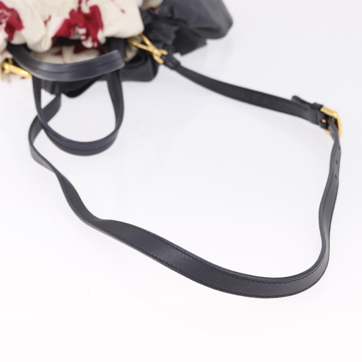 PRADA Shoulder Bag Nylon 2way White Gold Auth 193341V
