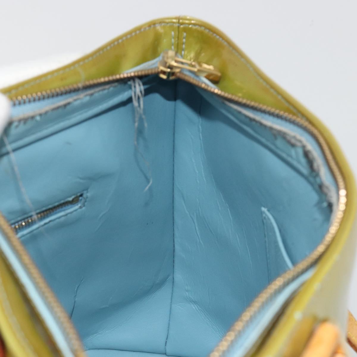 LOUIS VUITTON Monogram Vernis Houston Hand Bag Baby Blue M91005 LV Auth 193343