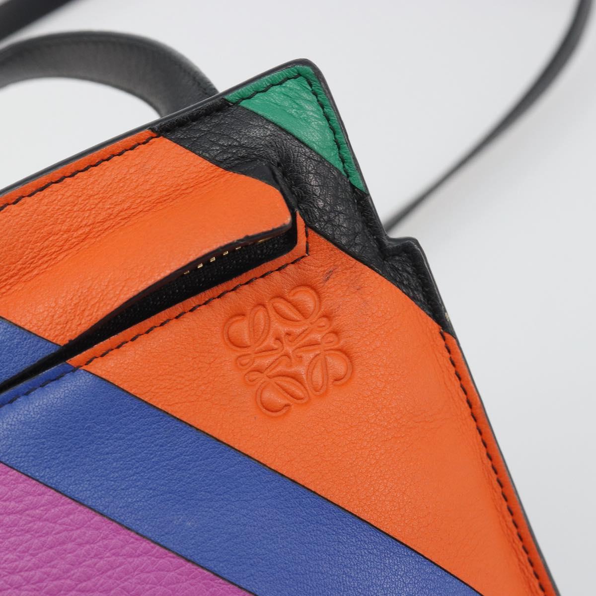LOEWE Shoulder Bag Leather Multicolor Gold Auth 193351V