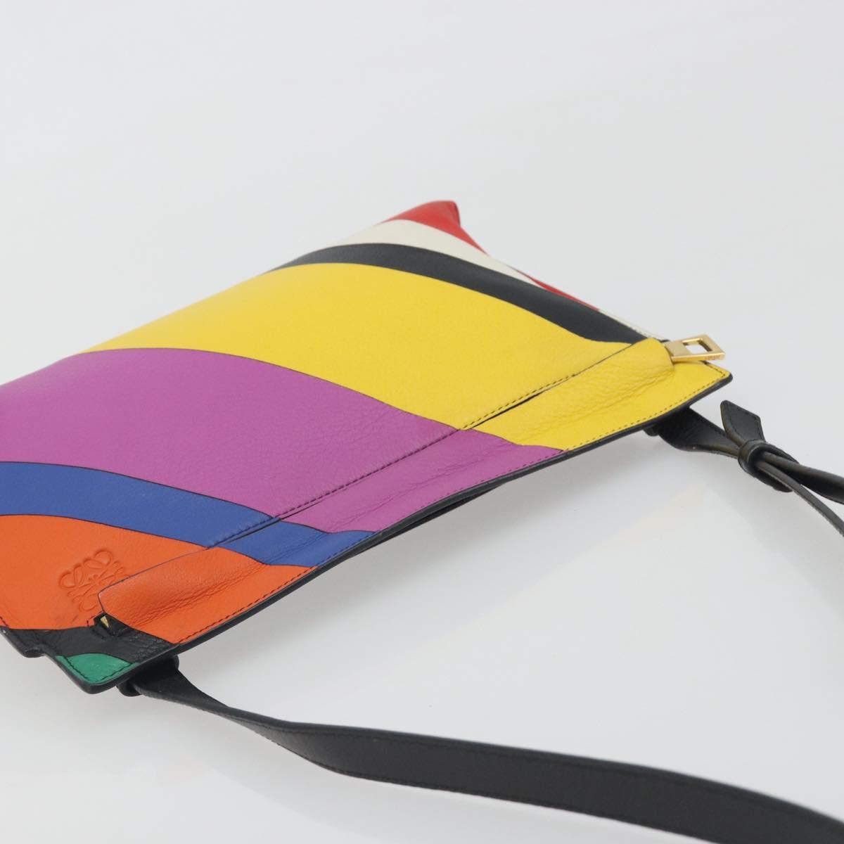 LOEWE Shoulder Bag Leather Multicolor Gold Auth 193351V