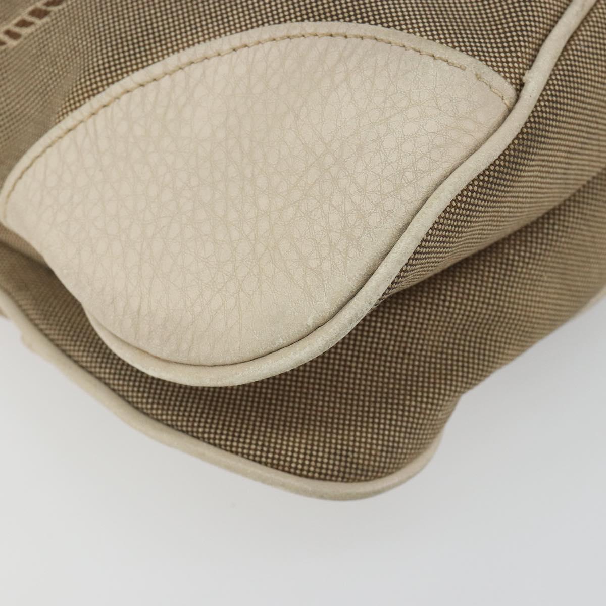 PRADA Shoulder Bag Canvas Beige Gold Auth 193355