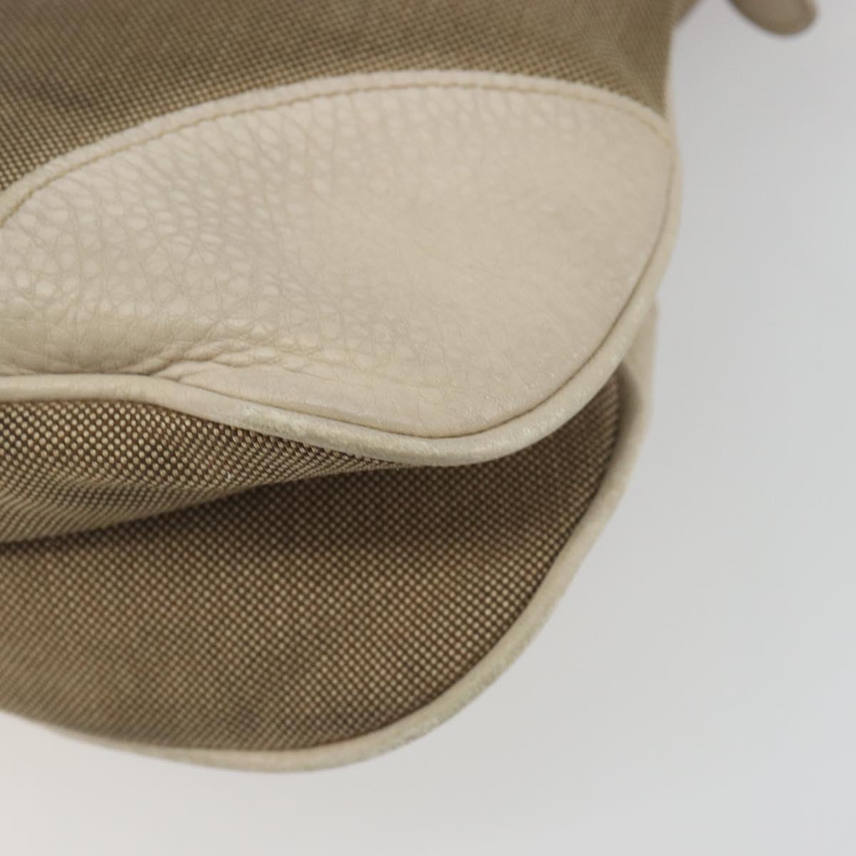 PRADA Shoulder Bag Canvas Beige Gold Auth 193355