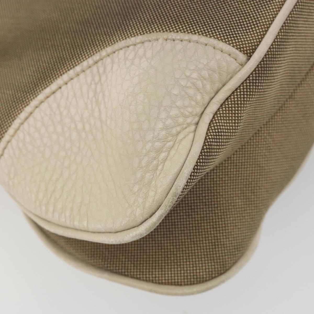 PRADA Shoulder Bag Canvas Beige Gold Auth 193355