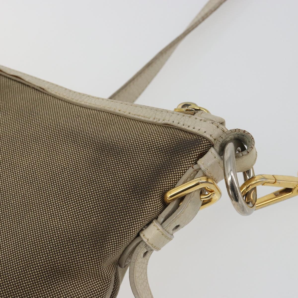 PRADA Shoulder Bag Canvas Beige Gold Auth 193355