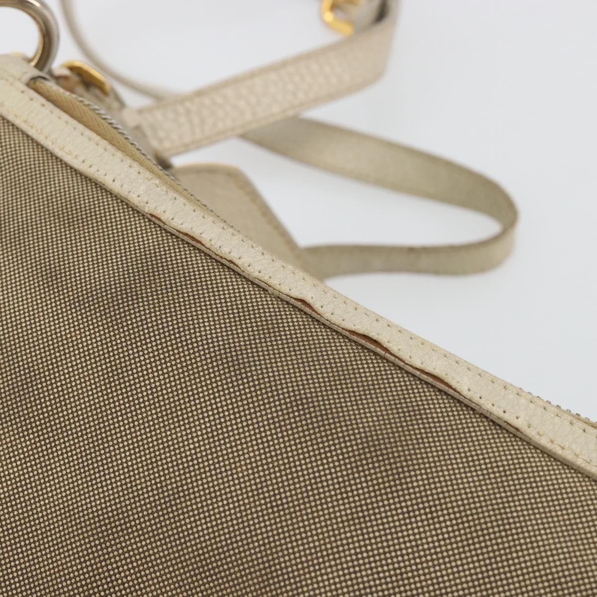 PRADA Shoulder Bag Canvas Beige Gold Auth 193355
