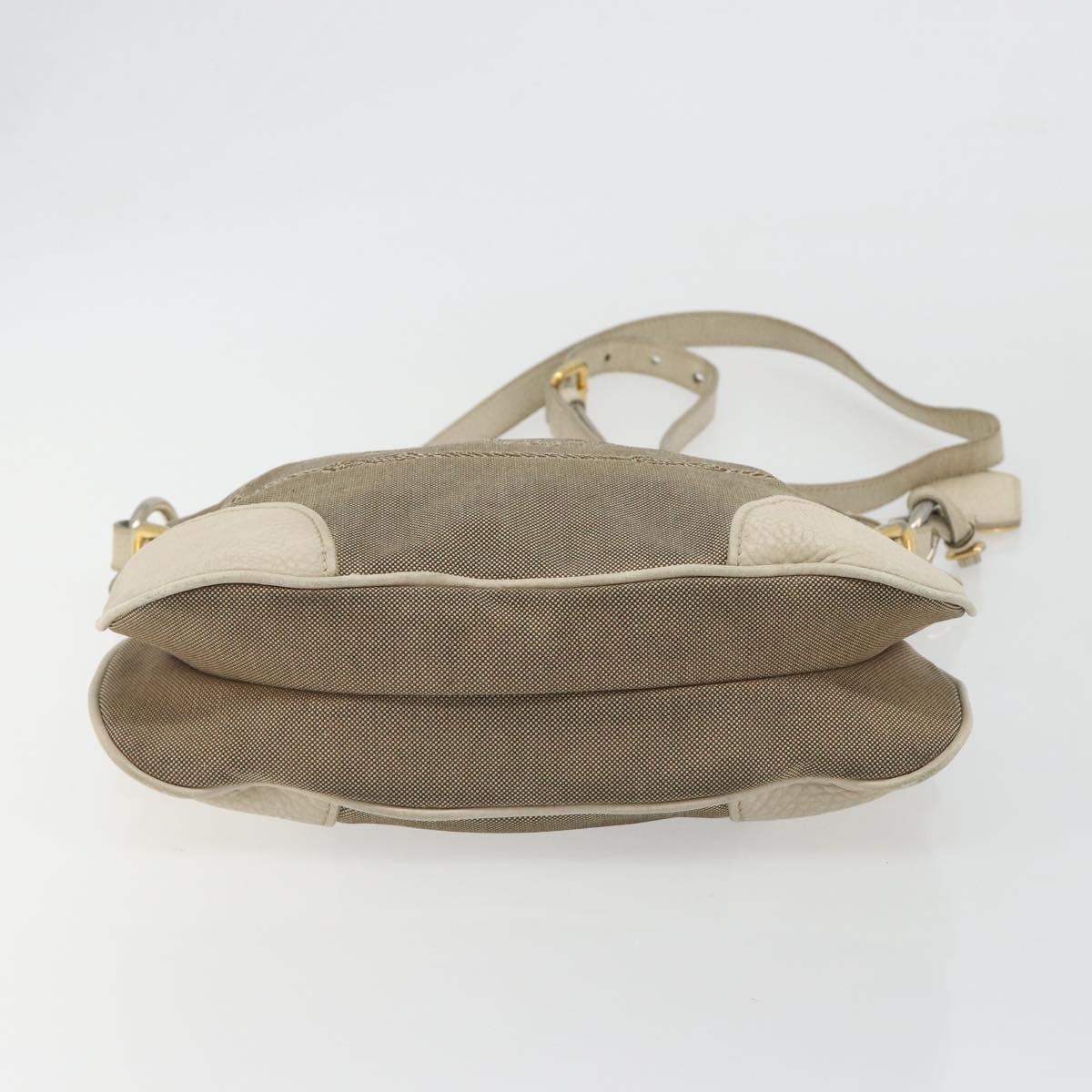 PRADA Shoulder Bag Canvas Beige Gold Auth 193355