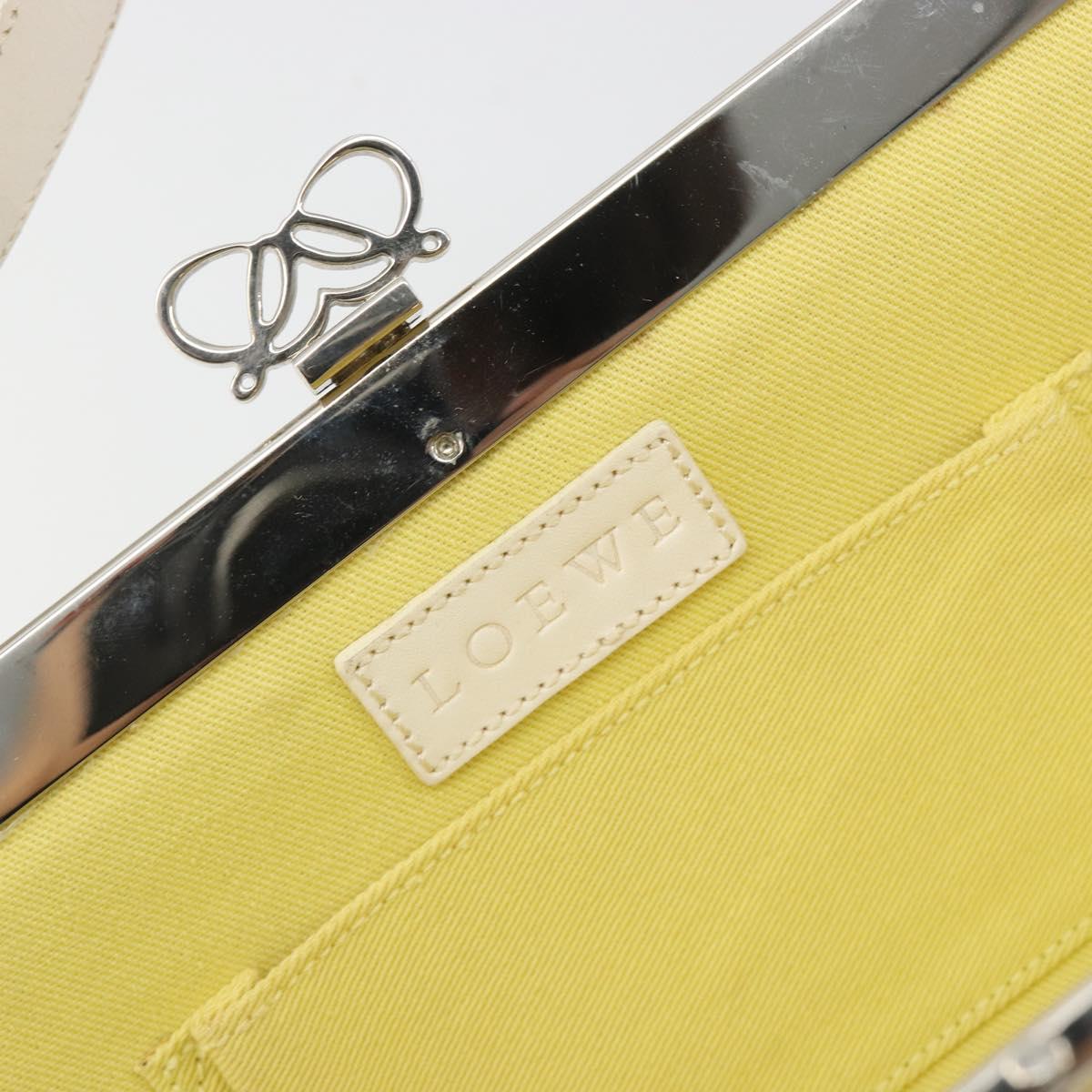 LOEWE Shoulder Bag Leather White Silver Auth 193364