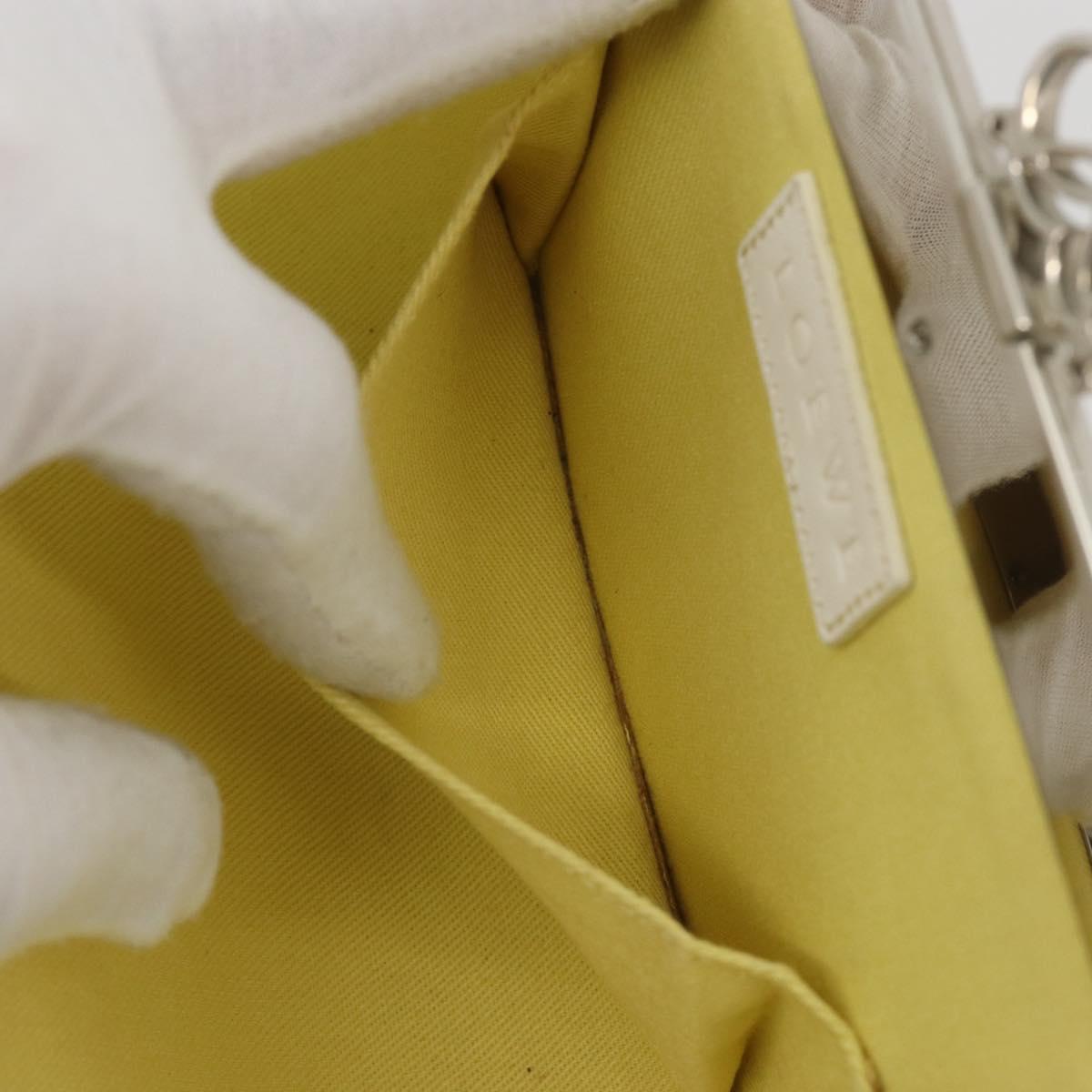 LOEWE Shoulder Bag Leather White Silver Auth 193364