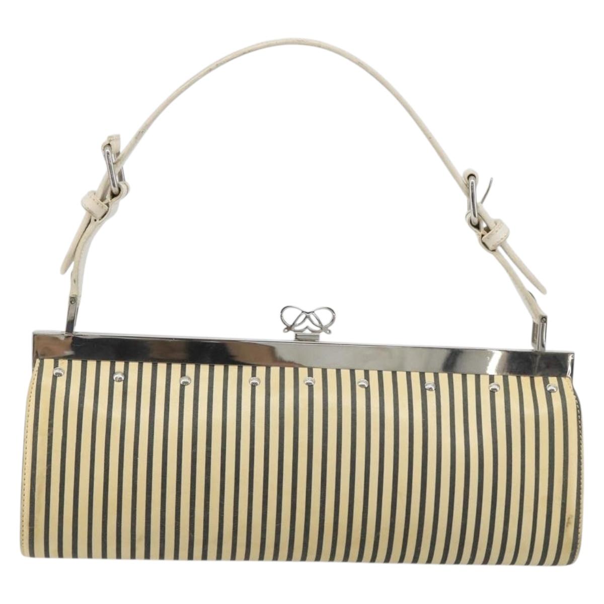 LOEWE Shoulder Bag Leather White Silver Auth 193364