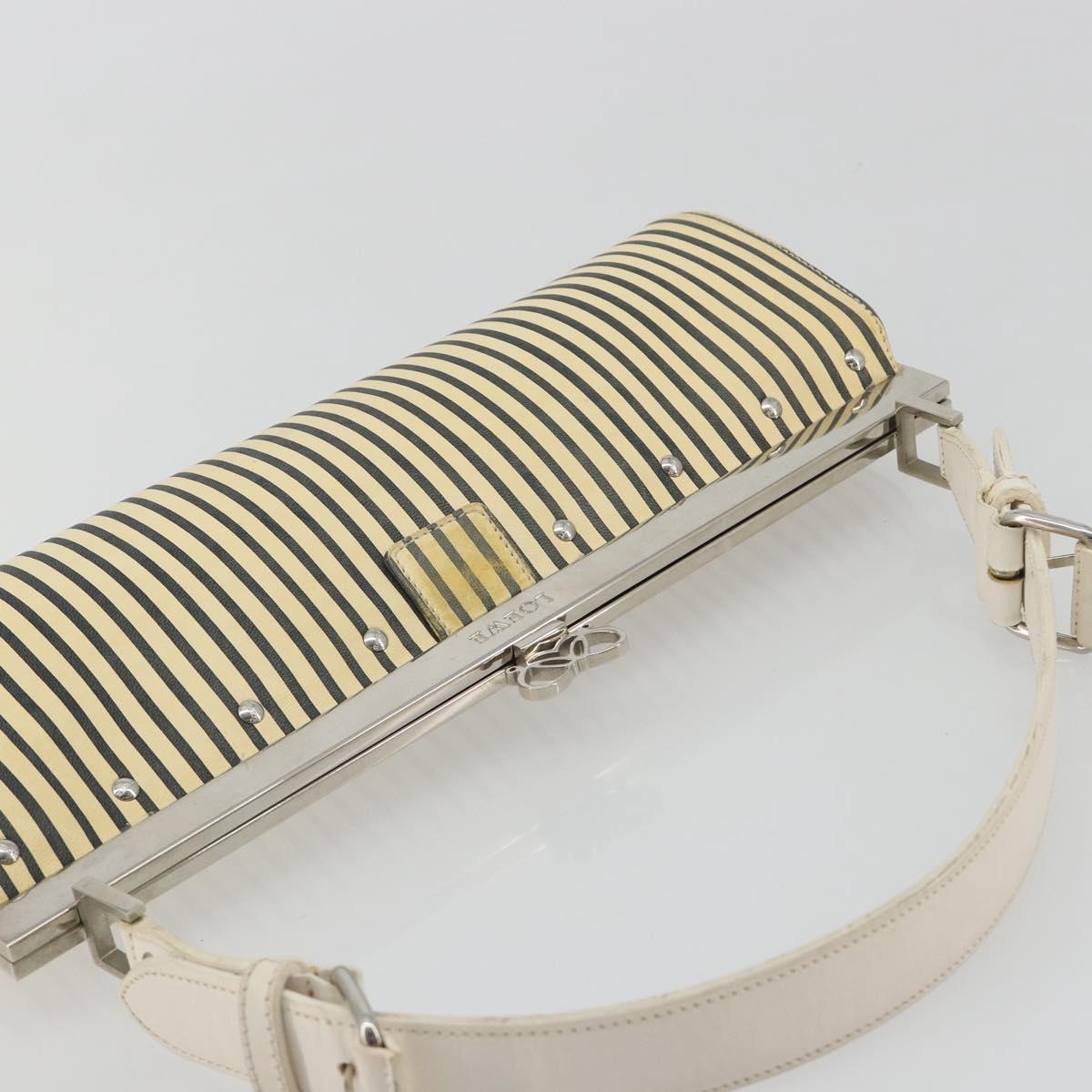 LOEWE Shoulder Bag Leather White Silver Auth 193364