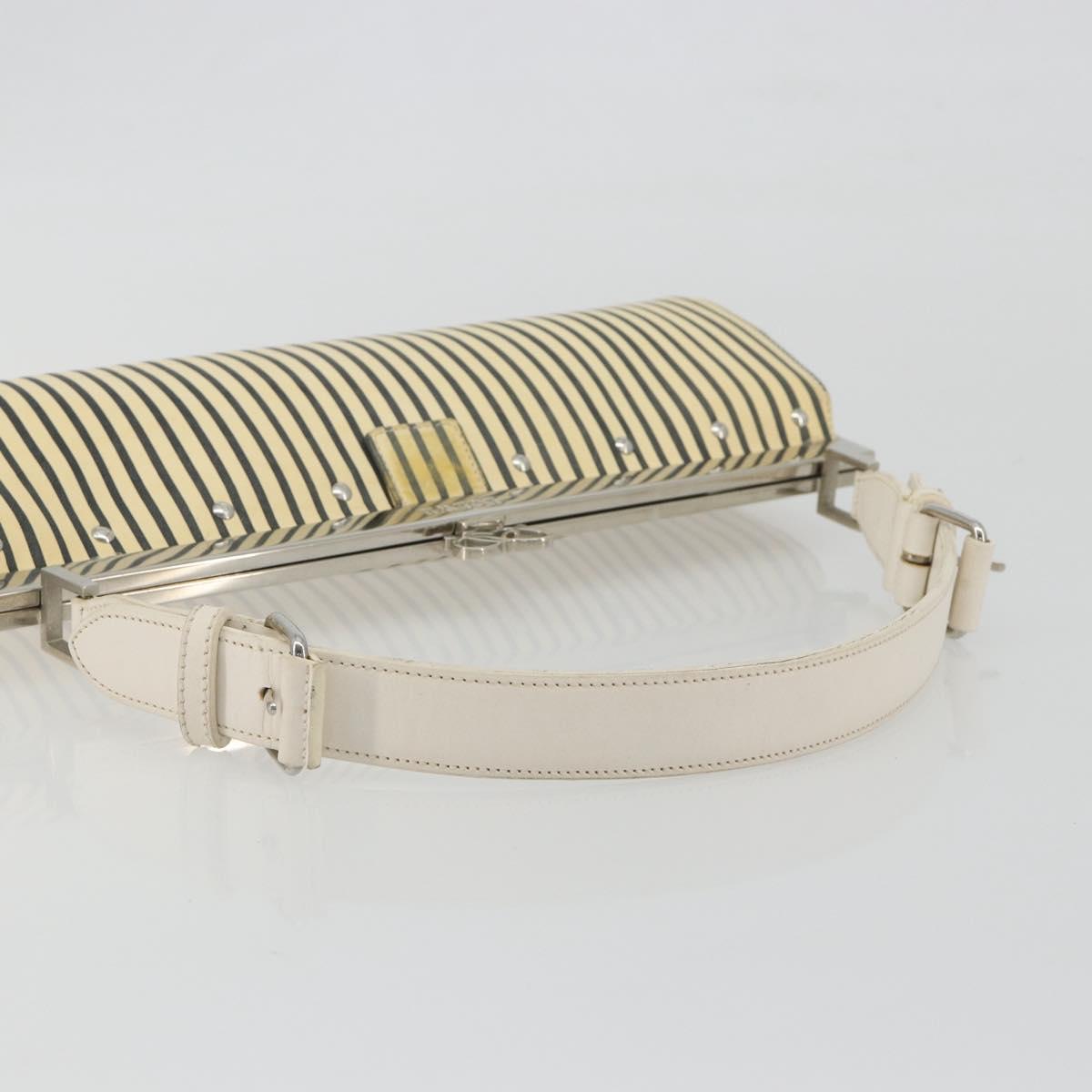 LOEWE Shoulder Bag Leather White Silver Auth 193364