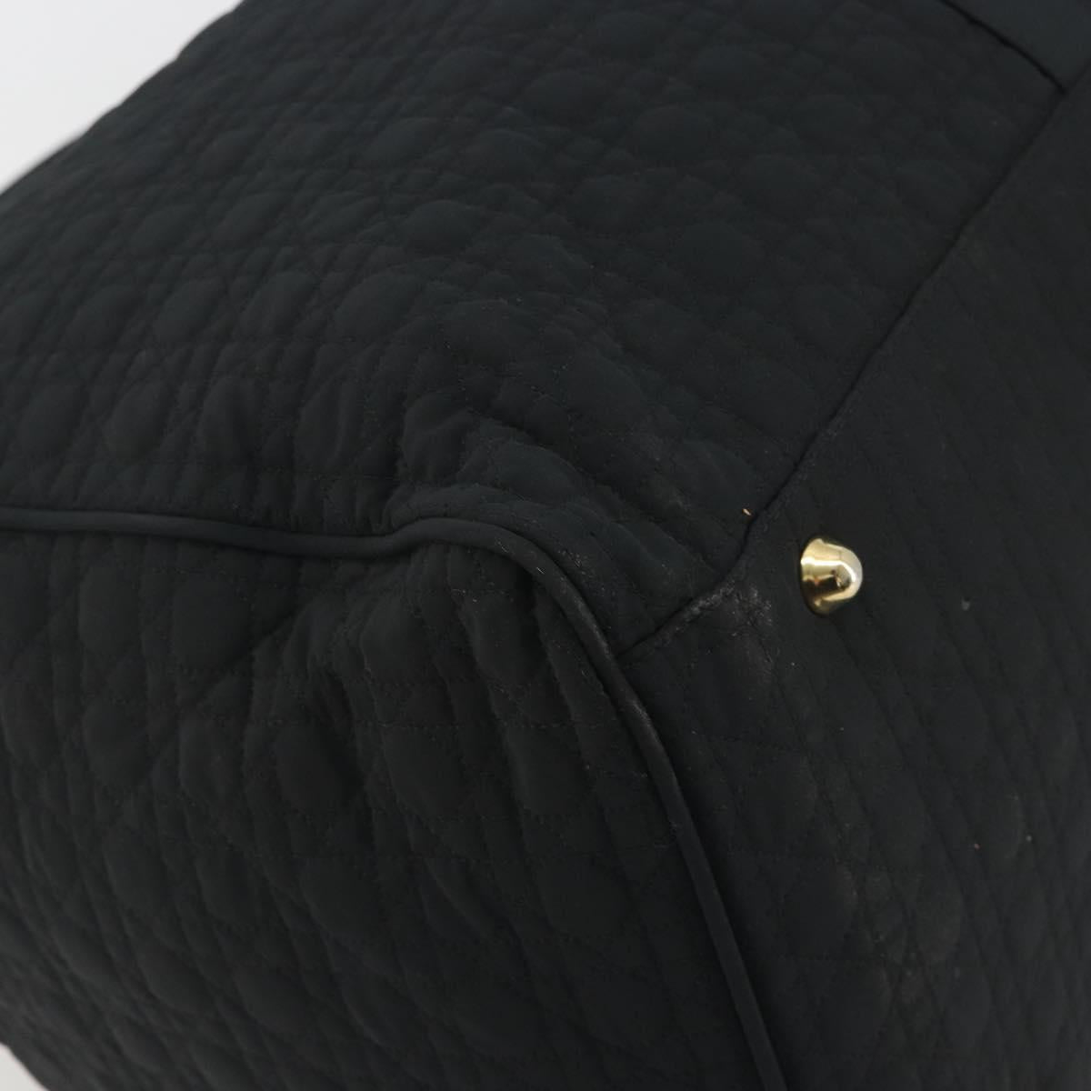 Christian Dior Canage Boston Bag Nylon Black Gold Auth 193370A