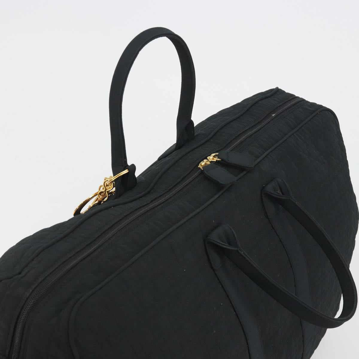 Christian Dior Canage Boston Bag Nylon Black Gold Auth 193370A