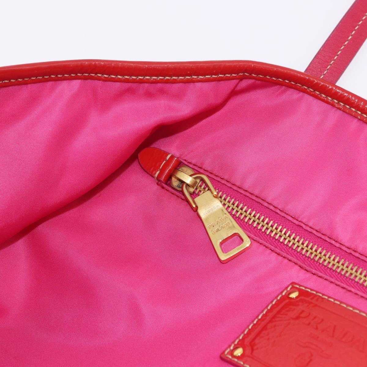 PRADA Tote Bag Nylon Gold Pink Auth 193372A