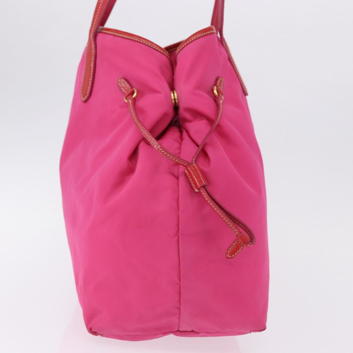 PRADA Tote Bag Nylon Gold Pink Auth 193372A