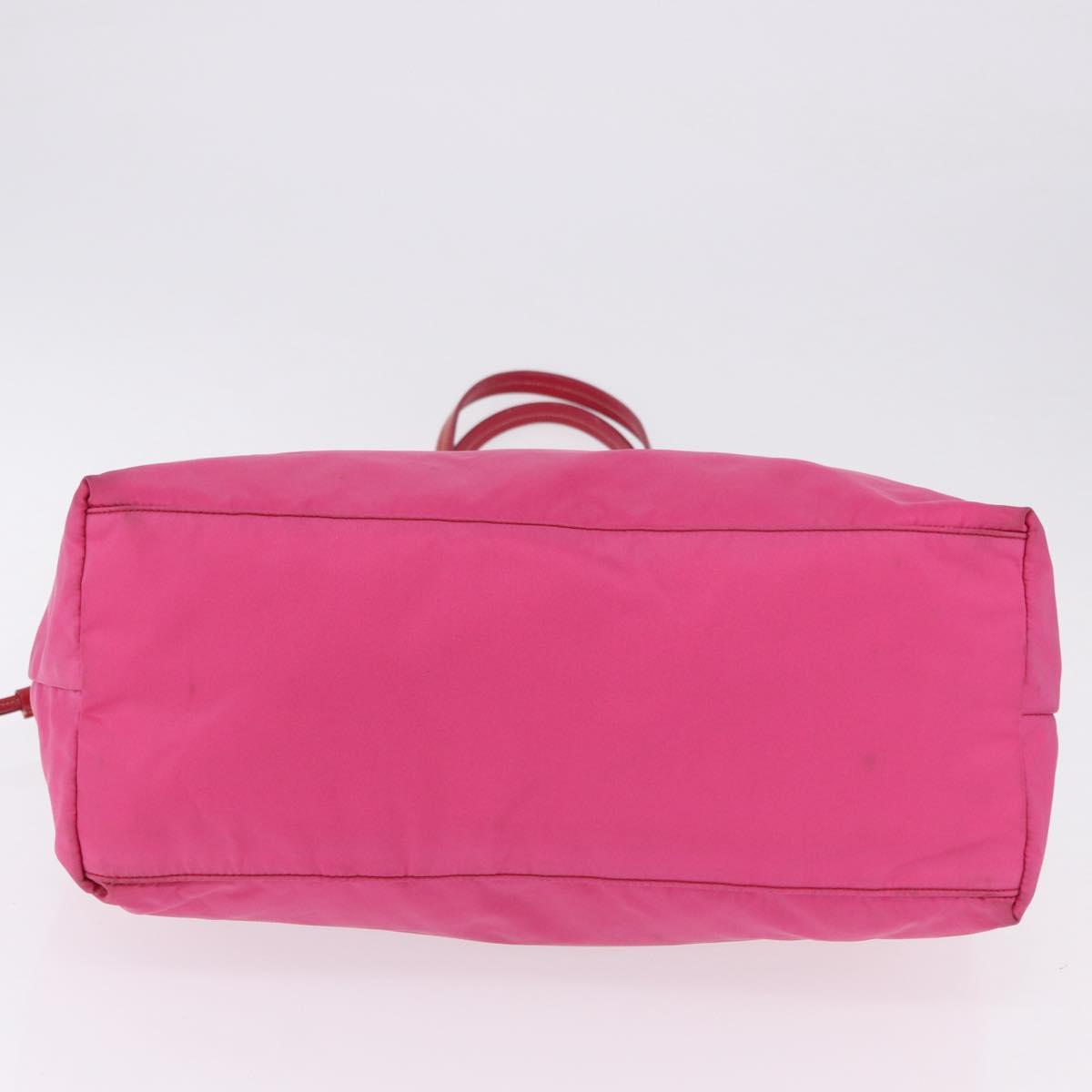PRADA Tote Bag Nylon Gold Pink Auth 193372A