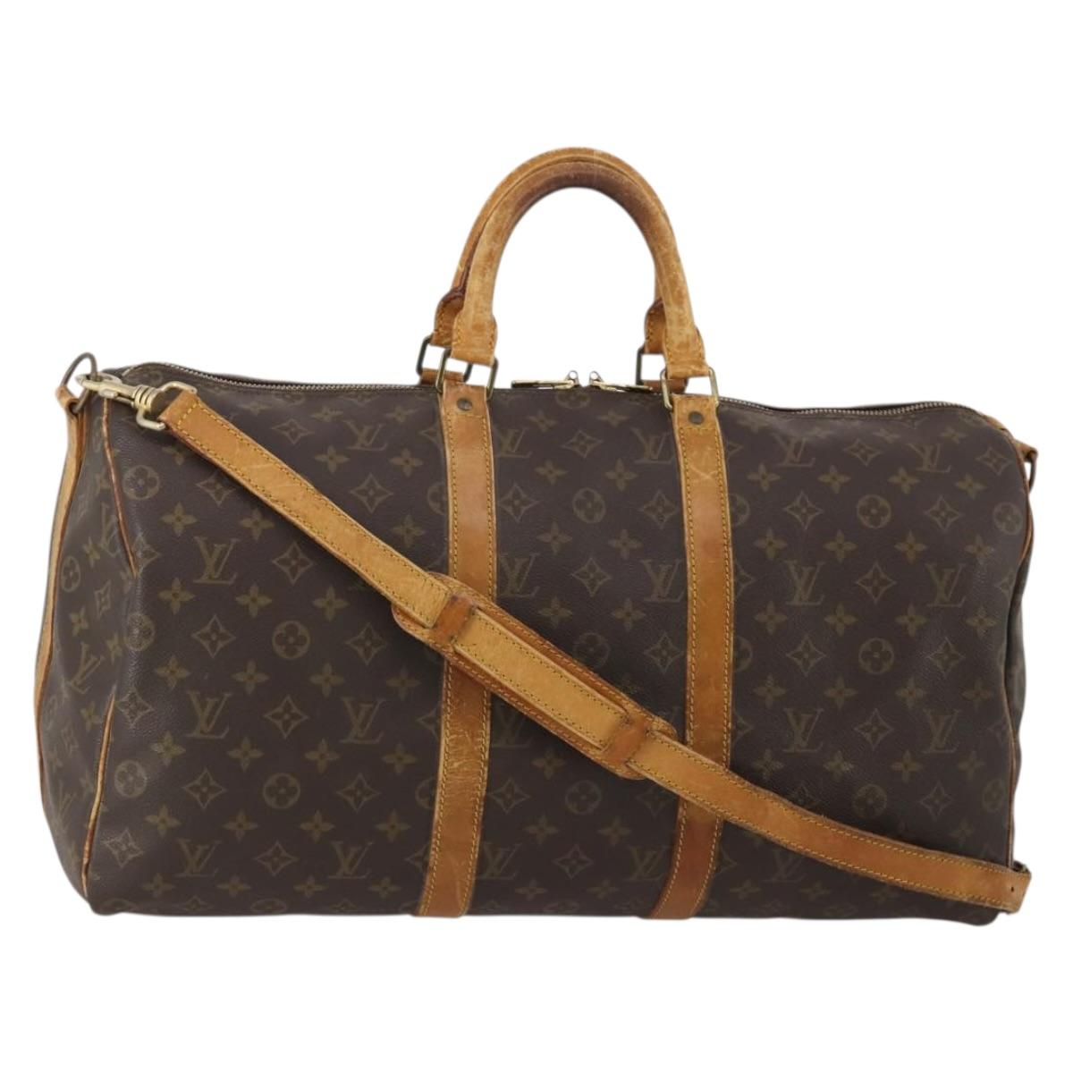 LOUIS VUITTON Monogram Keepall Bandouliere 50 Boston Bag M41416 LV Auth 193378
