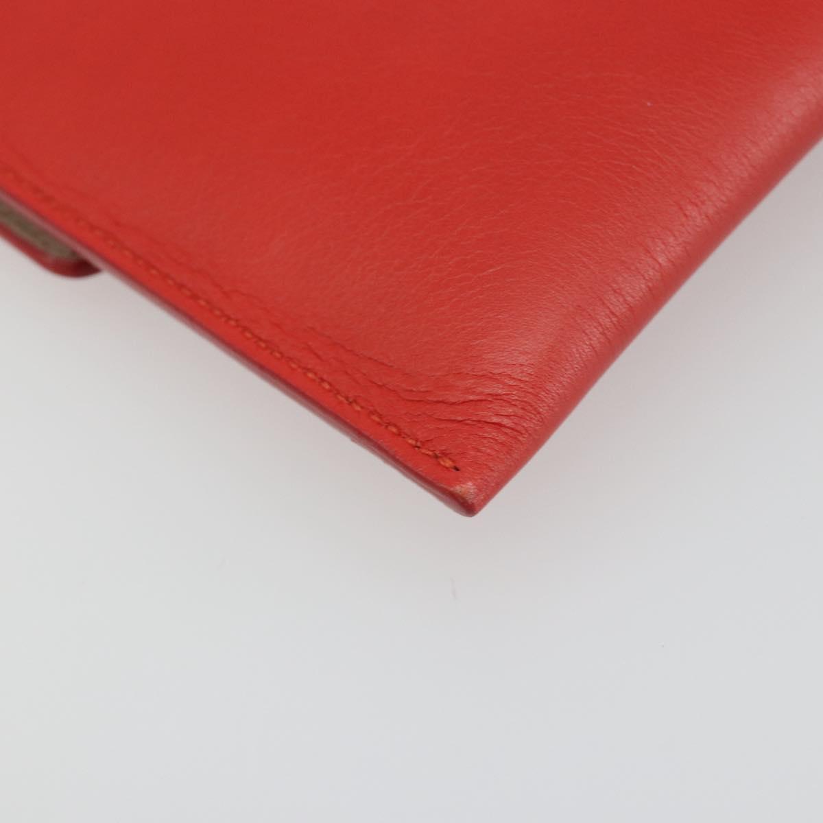 Salvatore Ferragamo Gancini Clutch Bag Leather Orange Gold Auth 193379V