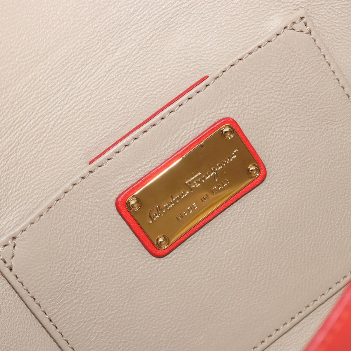 Salvatore Ferragamo Gancini Clutch Bag Leather Orange Gold Auth 193379V