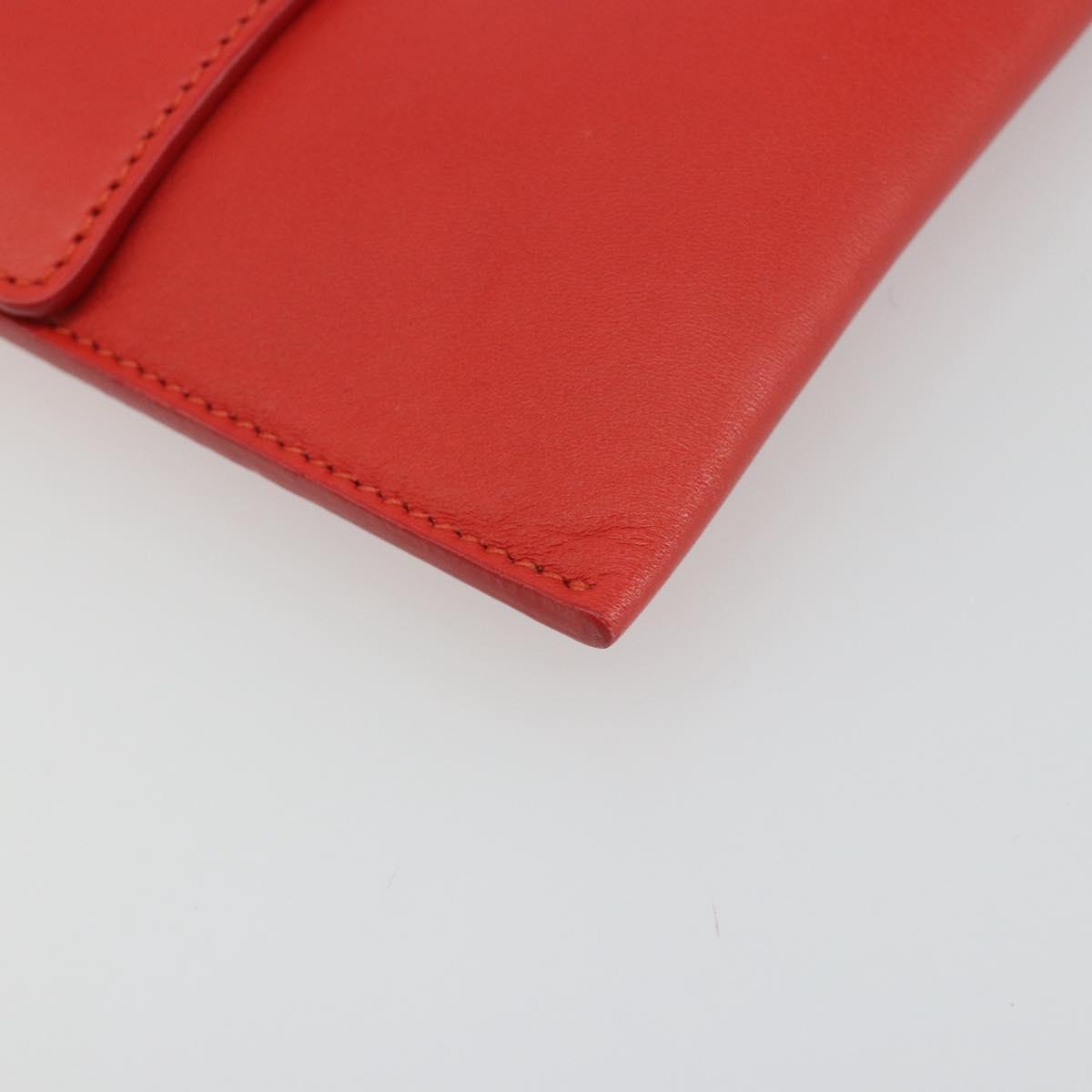 Salvatore Ferragamo Gancini Clutch Bag Leather Orange Gold Auth 193379V