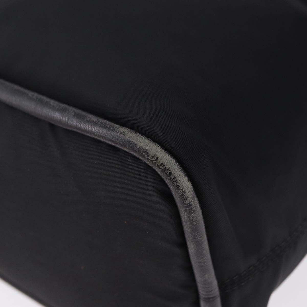 CELINE Circle Hand Bag Nylon Black Gold Auth 193380