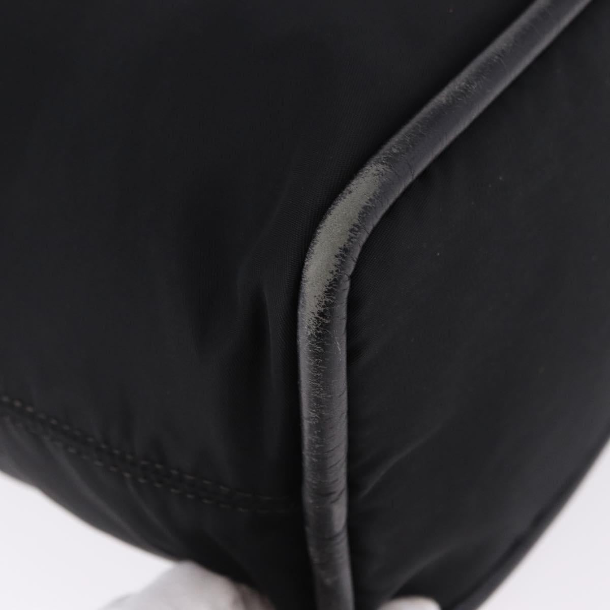 CELINE Circle Hand Bag Nylon Black Gold Auth 193380