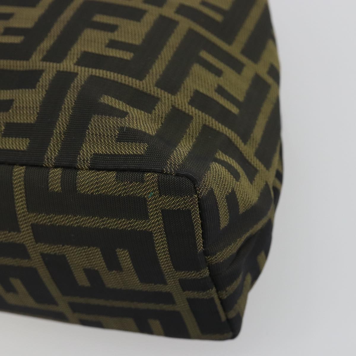 FENDI Zucca Canvas Hand Bag Black Brown Auth 193381A