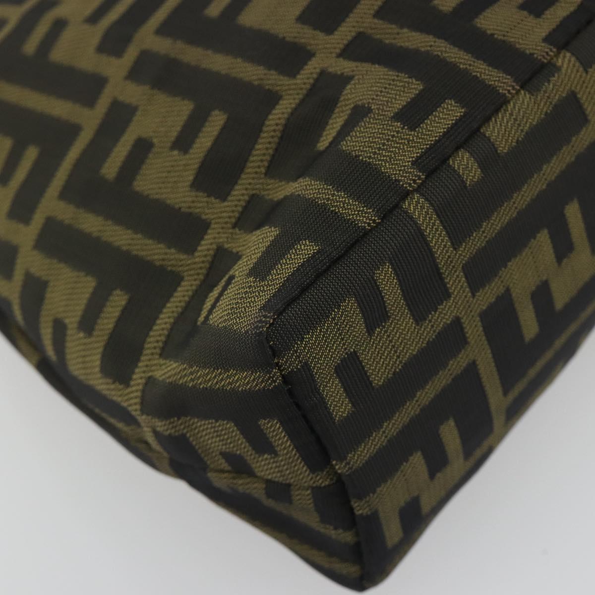 FENDI Zucca Canvas Hand Bag Black Brown Auth 193381A