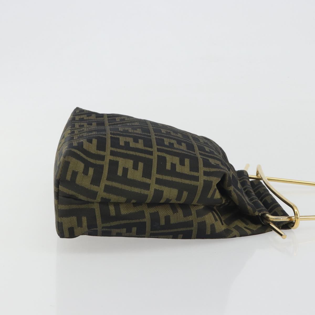 FENDI Zucca Canvas Hand Bag Black Brown Auth 193381A
