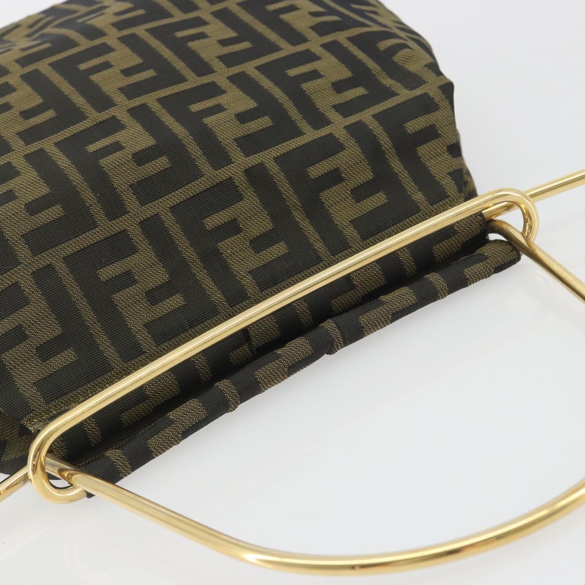 FENDI Zucca Canvas Hand Bag Black Brown Auth 193381A