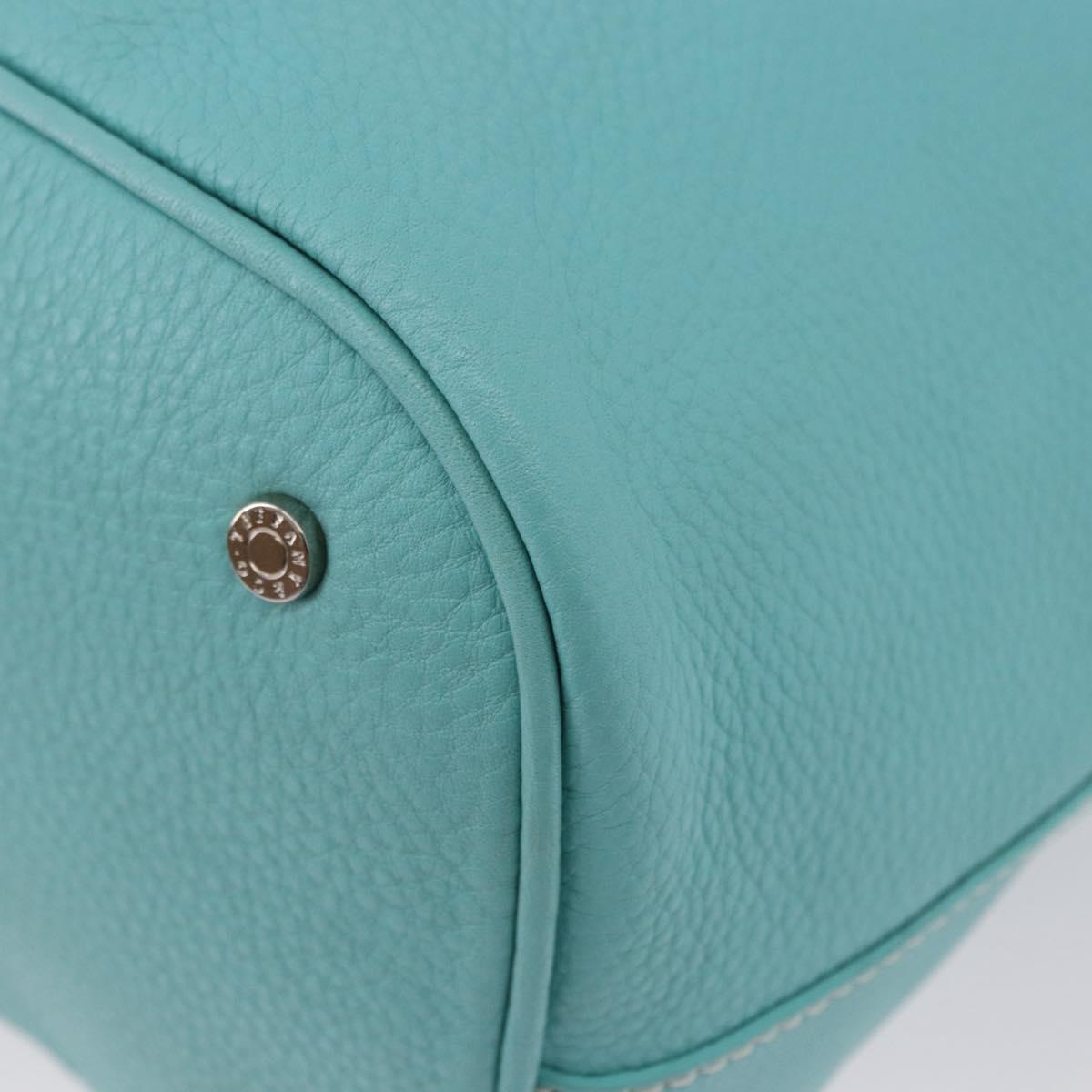 TIFFANY&Co. Shoulder Bag Leather Turquoise Blue Auth 193383V