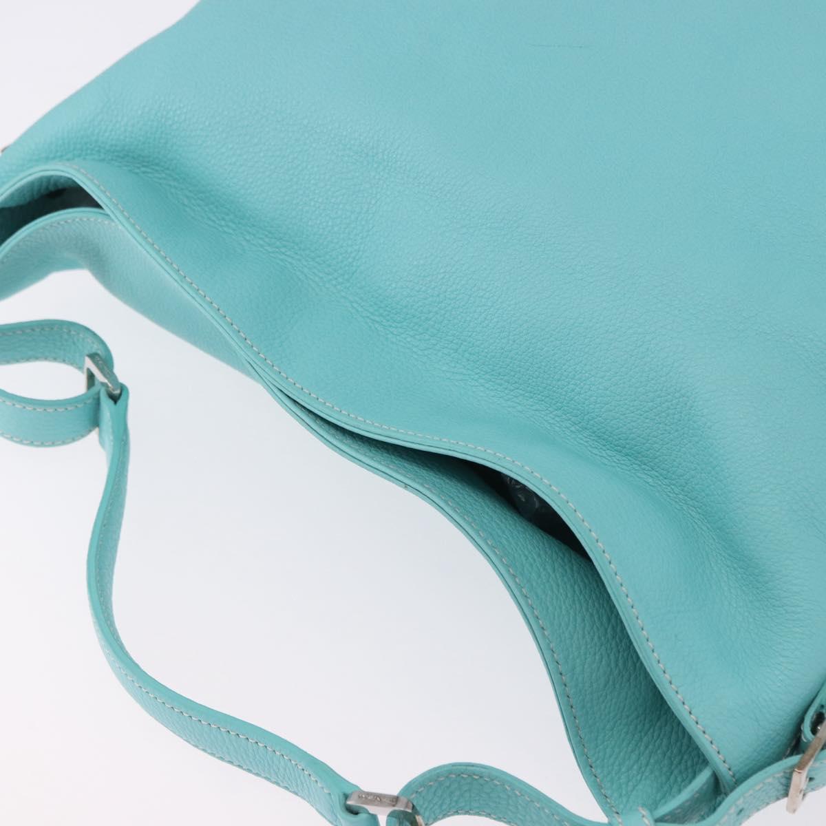 TIFFANY&Co. Shoulder Bag Leather Turquoise Blue Auth 193383V