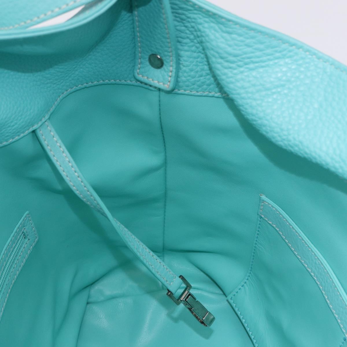 TIFFANY&Co. Shoulder Bag Leather Turquoise Blue Auth 193383V