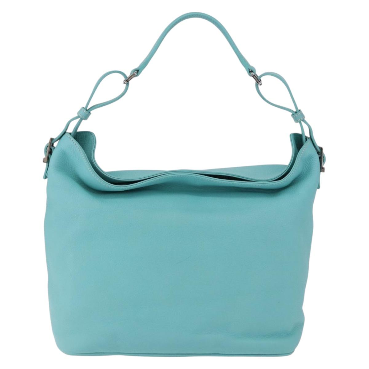 TIFFANY&Co. Shoulder Bag Leather Turquoise Blue Auth 193383V