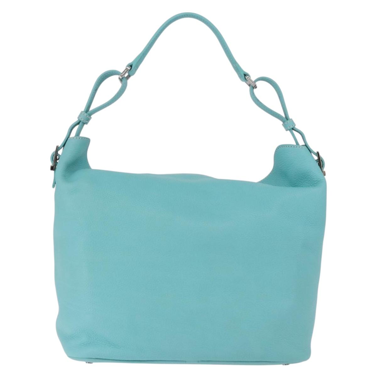 TIFFANY&Co. Shoulder Bag Leather Turquoise Blue Auth 193383V