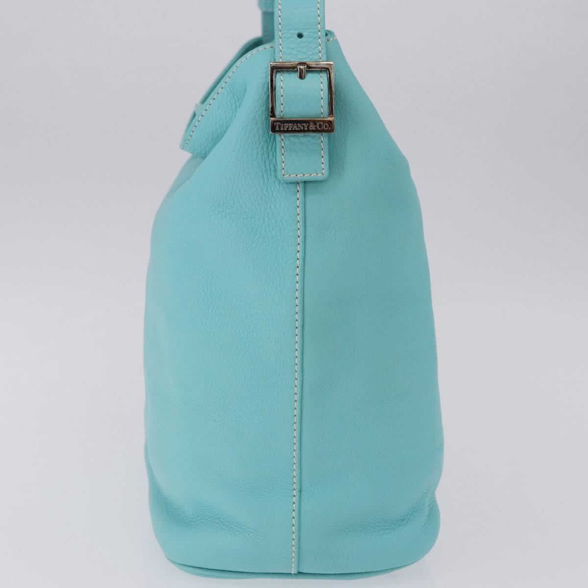 TIFFANY&Co. Shoulder Bag Leather Turquoise Blue Auth 193383V
