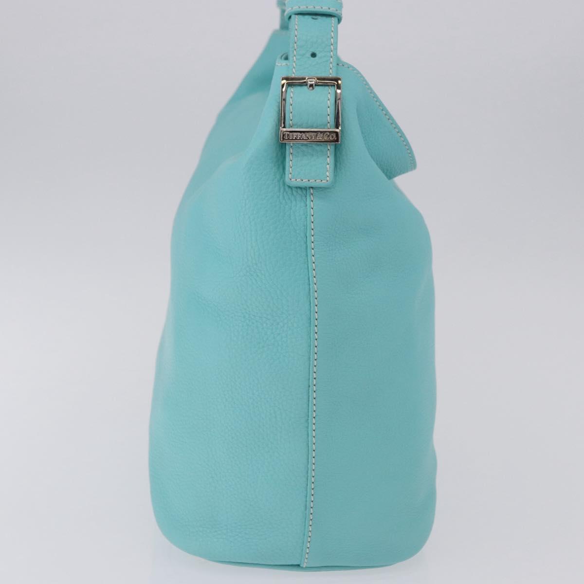 TIFFANY&Co. Shoulder Bag Leather Turquoise Blue Auth 193383V